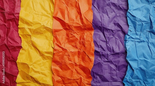 Wallpaper Mural Vibrant Creased Paper Background in Red Orange Yellow Purple and Blue with Textured Stripes and Ample Copy Space for Creative Design Elements Torontodigital.ca