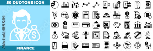 Finance Duotone Editable Icons set