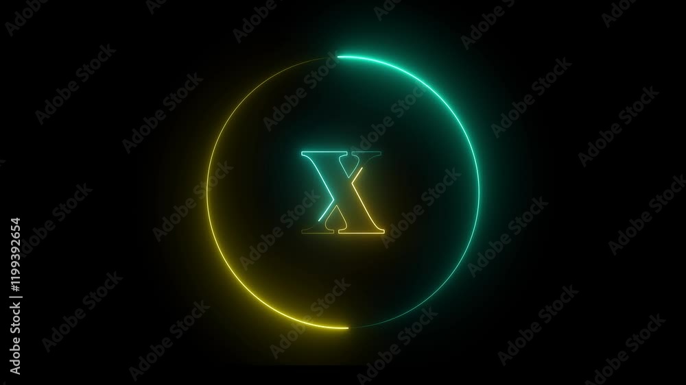 neon light glowing x icon. neon circle symbol glowing neon light 4k animation on black background. neon light glowing x icon. neon circle symbol glowing neon light 4k animation on black background.