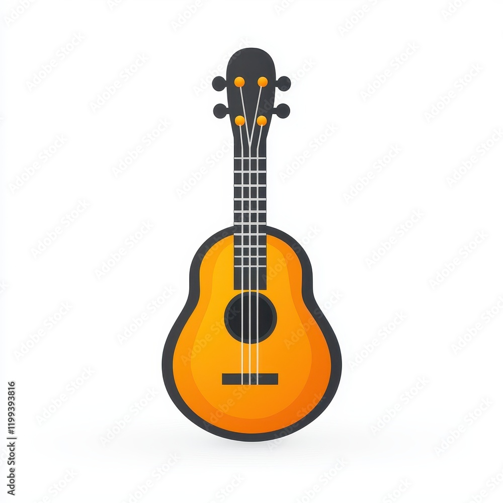 Naklejka premium Vibrant Orange Ukulele Musical Instrument Illustration Hawaii Summer Vibes Stringed Instrument