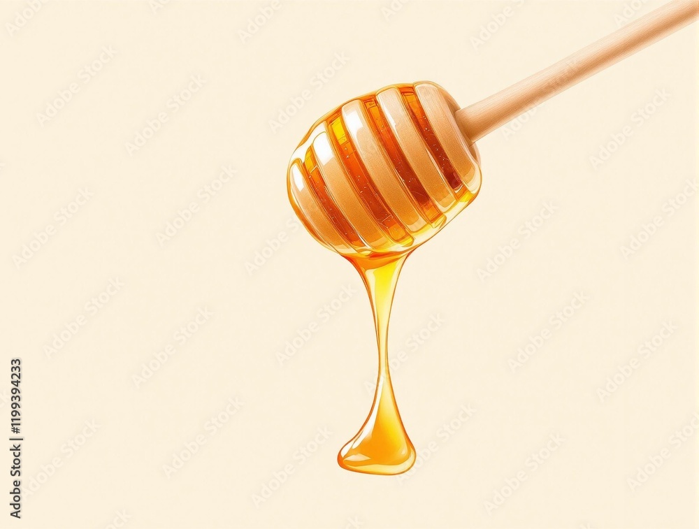 honey dipper on pastel beige background for food branding and ads honey dipper on pastel beige background for food branding and ads