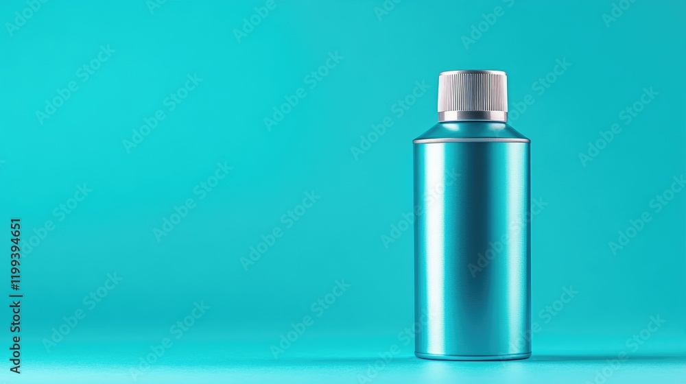 Turquoise deodorant spray can with roller ball for freshness and odor control placed on a smooth surface with soft empty copy space for branding Turquoise deodorant spray can with roller ball for freshness and odor control placed on a smooth surface with soft empty copy space for branding