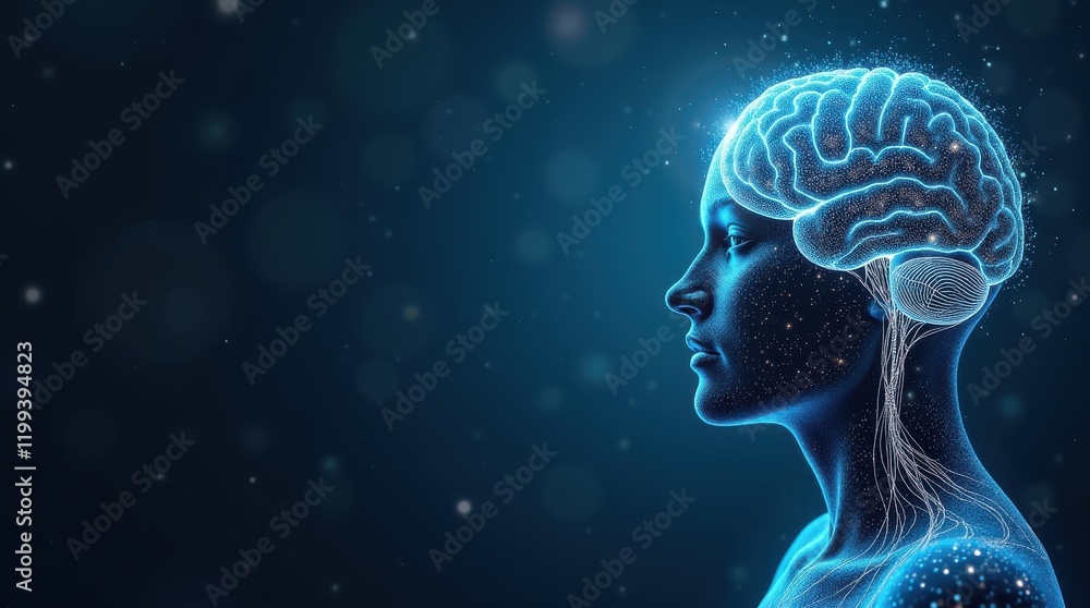 Fototapeta premium Exploring neural connections human brain visualization digital art dark background artistic insight