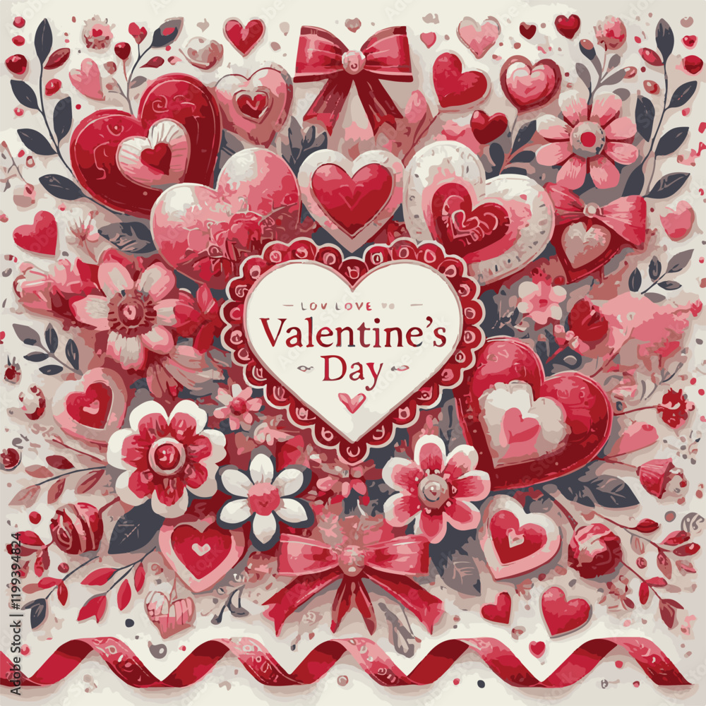Fototapeta premium Happy Valentine's day vector art illustration 17