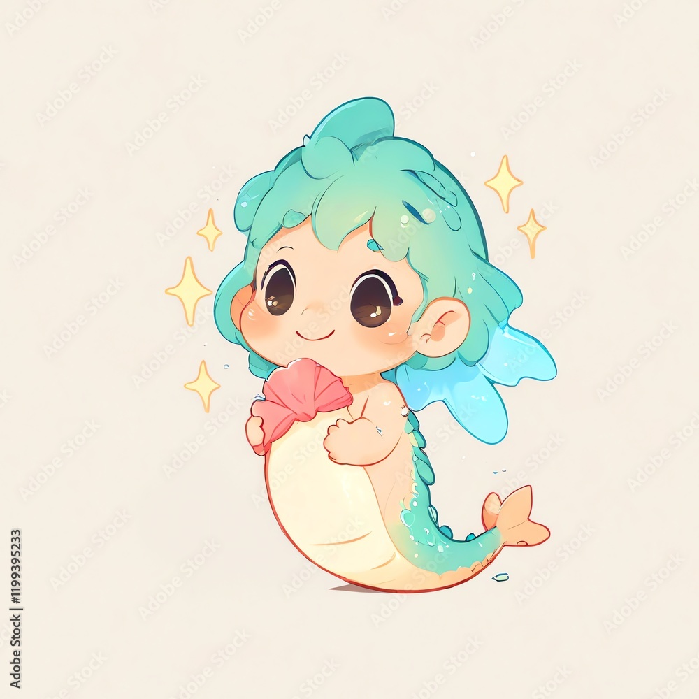 Adorable Baby Mermaid with Shell Adorable Baby Mermaid with Shell