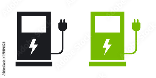 Charging station icon in black and color style