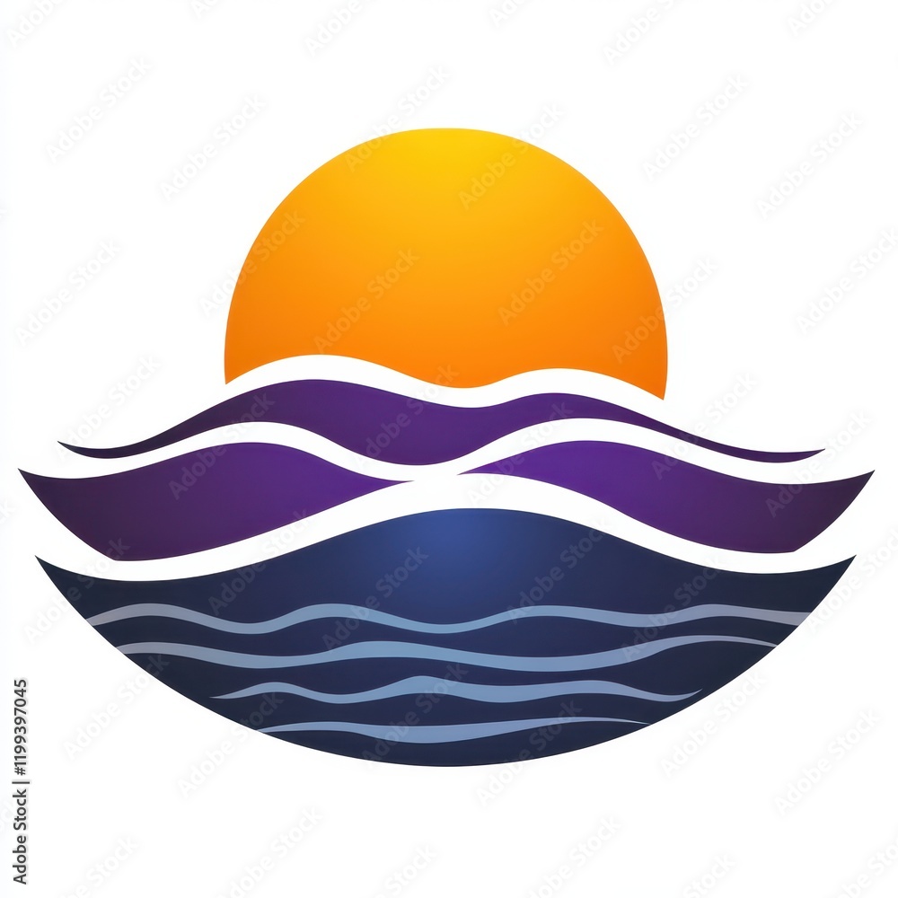 Vibrant Sunset Over Ocean Waves Abstract Coastal Design Illustration Vibrant Sunset Over Ocean Waves Abstract Coastal Design Illustration