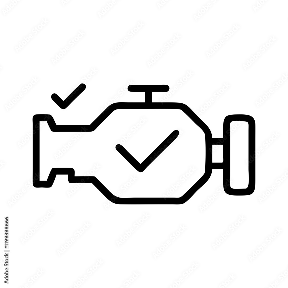 Engine check line icon for diagnostics and maintenance Engine check line icon for diagnostics and maintenance