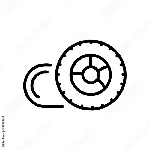 Tire and rim line icon for automotive maintenance