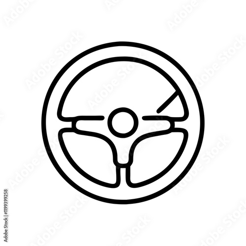 Steering wheel line icon for automotive controls and repair