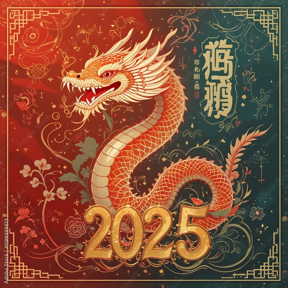 Obraz premium 4k high quality Ai generative chinese new year 2025 with two tone background