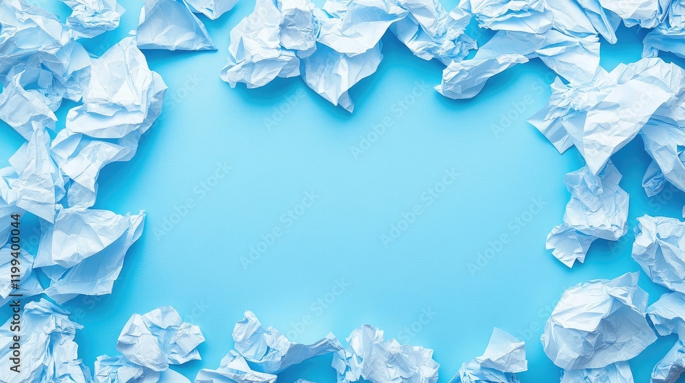 Crumpled Light Blue Paper Background with Empty Copy Space for Text Advertising, Office Concept, Creative Design and Presentation Template Crumpled Light Blue Paper Background with Empty Copy Space for Text Advertising, Office Concept, Creative Design and Presentation Template
