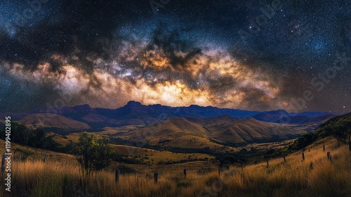 Stunning night sky over mountain landscape nature photography outdoor adventure wide angle view starry concept