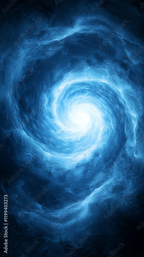 Abstract swirling blue energy vortex with bright center. Abstract swirling blue energy vortex with bright center.