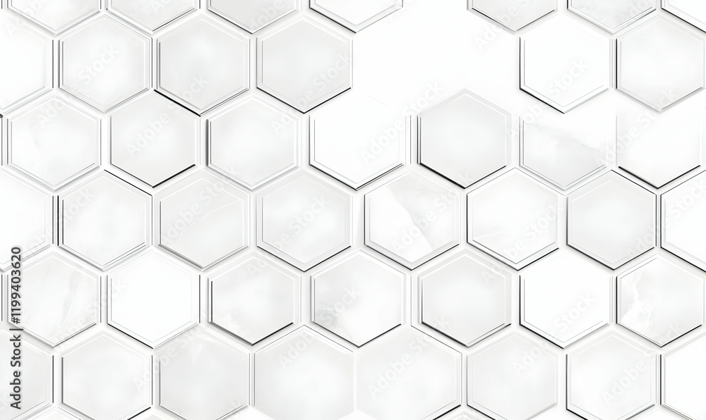 Abstract hexagon tile pattern background; seamless, white, geometric texture. Ideal for modern design projects and presentations. Abstract hexagon tile pattern background; seamless, white, geometric texture. Ideal for modern design projects and presentations.