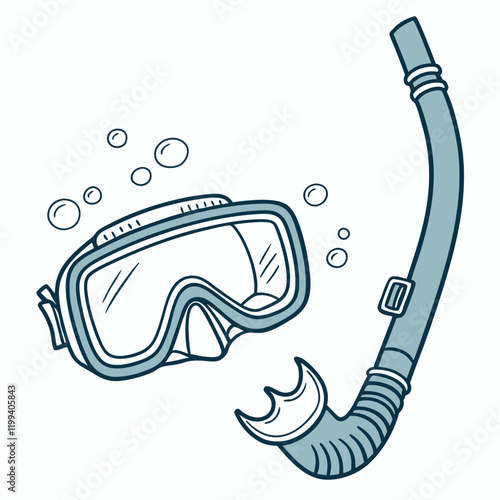 snorkel and goggles with water droplets