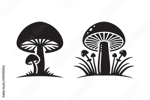 mushroom silhouette vector logo isolated on a white background