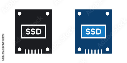 SSD drive icon in black and color style