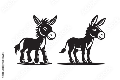  donkey silhouette illustration logo isolated on a white background