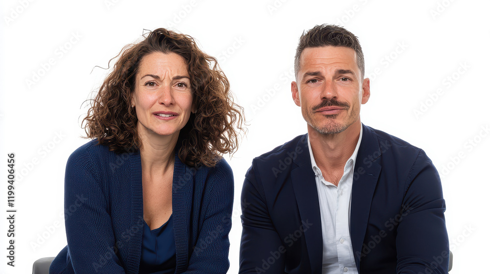 A professional couple posing together for a corporate portrait. A professional couple posing together for a corporate portrait.