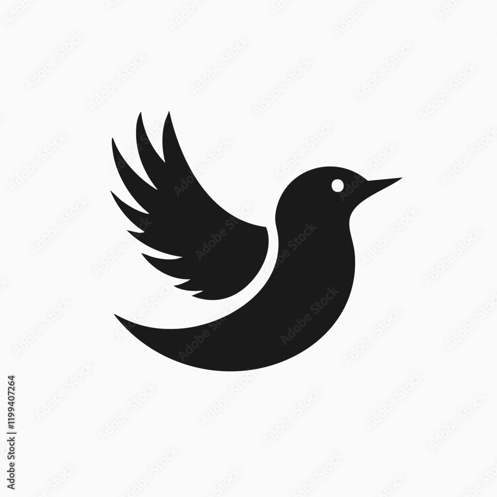 Fototapeta premium Abstract Bird in Flight Silhouette Icon. Vector Image