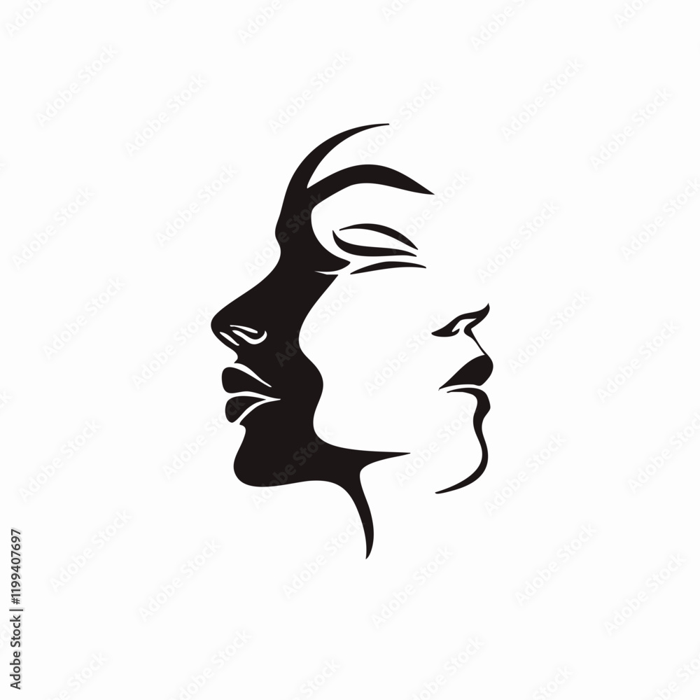 Abstract Double Female Profile Silhouette. Vector Image Abstract Double Female Profile Silhouette. Vector Image