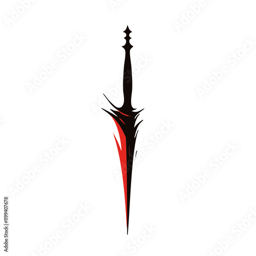 Abstract Dagger Design with Red and Black Blades. Vector Image