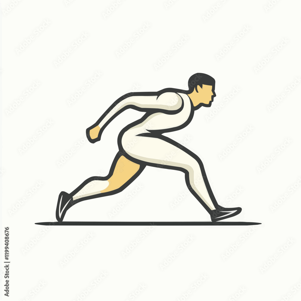 Athlete in Motion Dynamic Running Pose. Vector Image Athlete in Motion Dynamic Running Pose. Vector Image