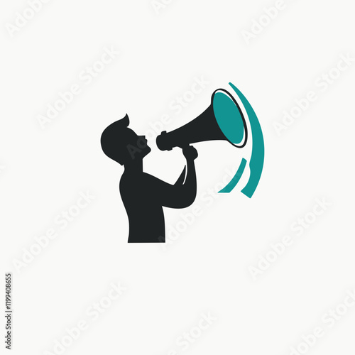 Announcement Silhouette with Megaphone Icon. Vector Image