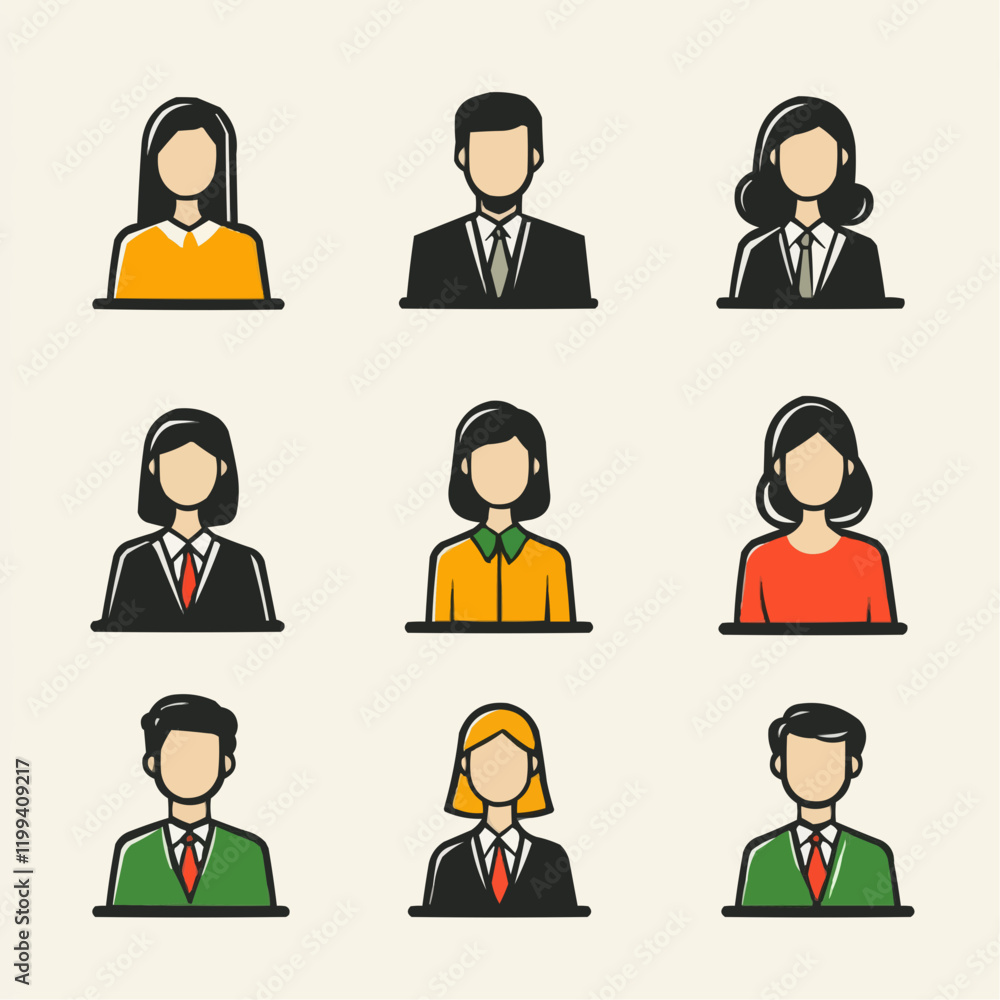 Collection of Diverse Business Person Icons. Vector Image Collection of Diverse Business Person Icons. Vector Image