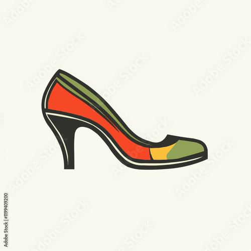 Colorful High Heel Shoe Design. Vector Image