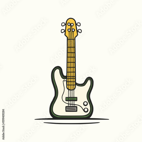 Electric Bass Guitar Illustration. Vector Image