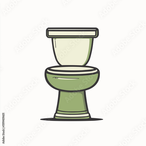 Green Toilet Bowl and Seat Illustration. Vector Image