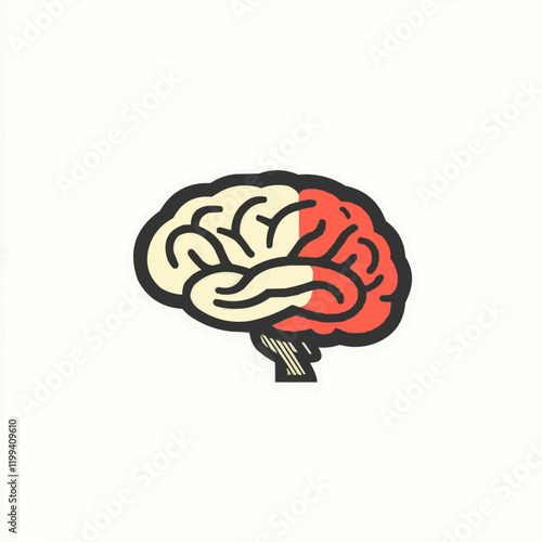 Half Brain Divided Illustration. Vector Image