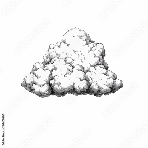 Hand Drawn Cumulus Cloud Illustration. Vector Image