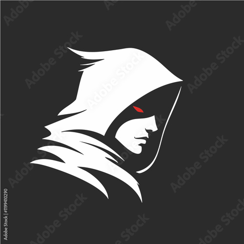 Mysterious Hooded Figure Vector Graphic. Vector Image