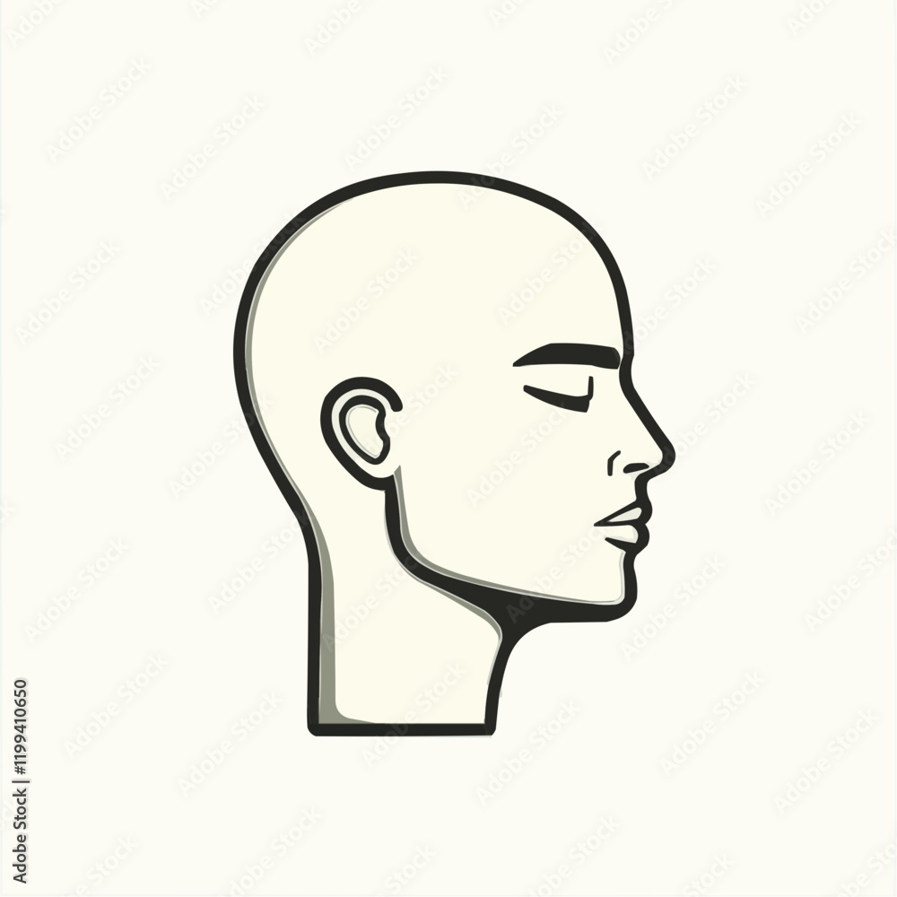 Serene Bald Head Profile Illustration. Vector Image Serene Bald Head Profile Illustration. Vector Image