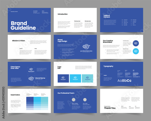 Brand guideline template, Brand Identity presentation design, Brand guideline powerpoint presentation template 