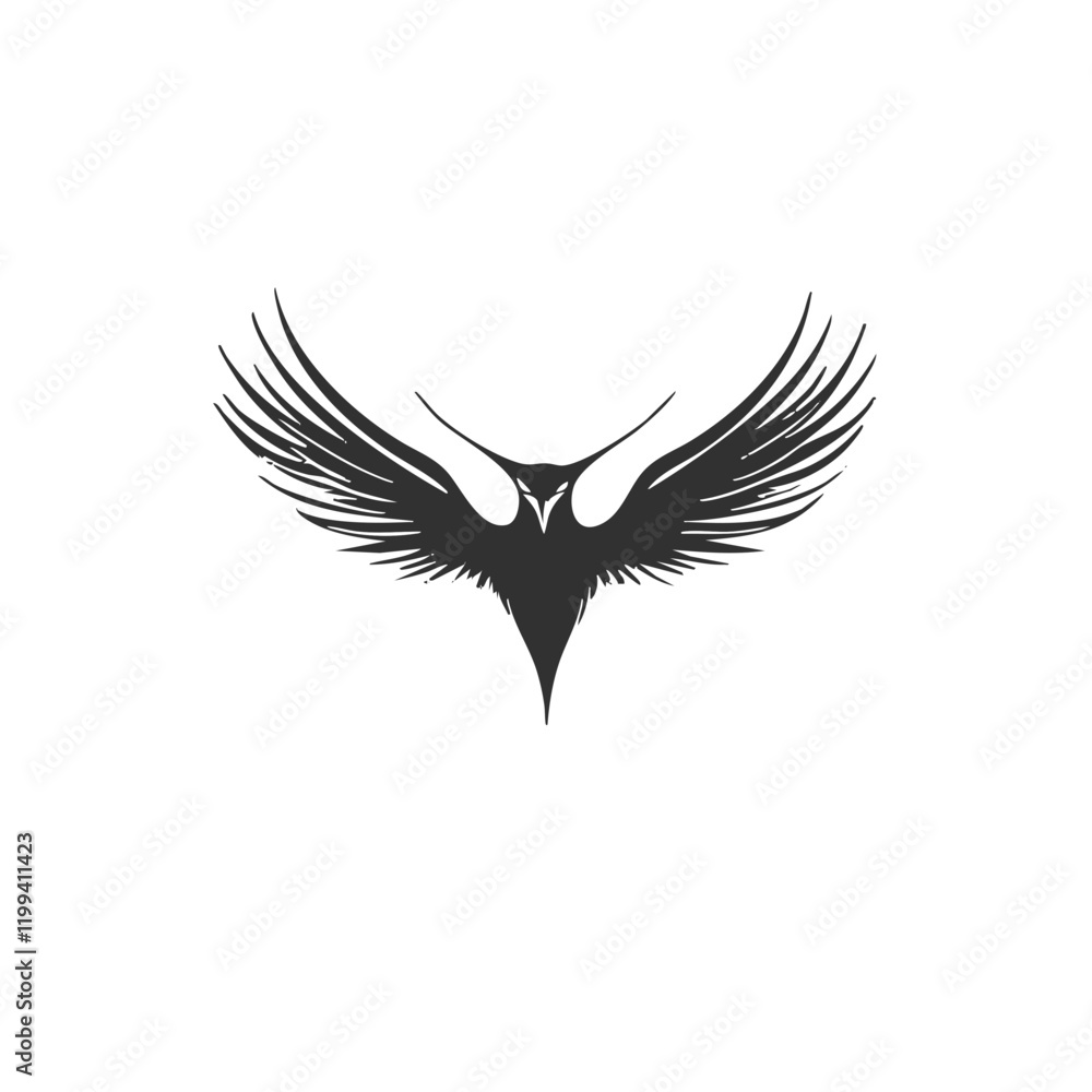 Obraz premium Stylized Bird with Outstretched Wings Vector Graphic. Vector Image