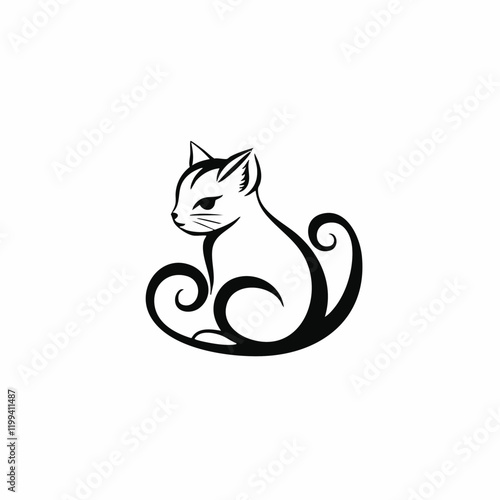 Wallpaper Mural Stylized Cat Design with Swirls. Vector Image Torontodigital.ca