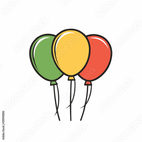 Three Balloons Celebration Party Decor. Vector Image