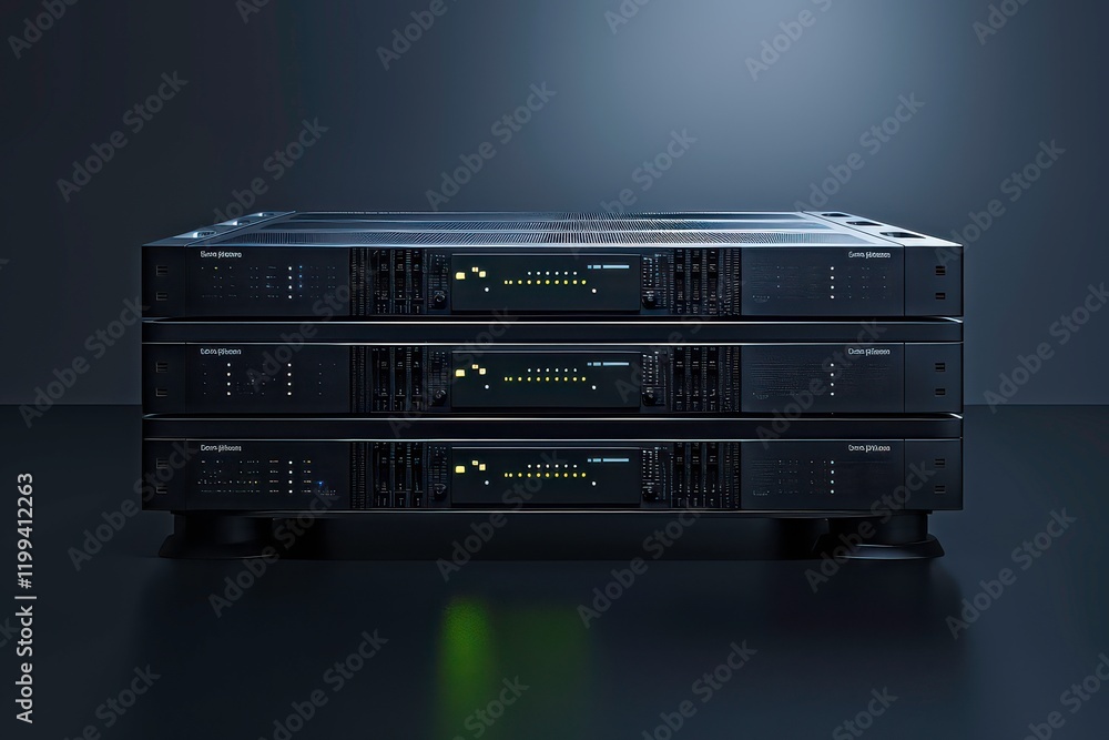 Obraz premium High-Tech Server Stack with Minimalistic Ambiance