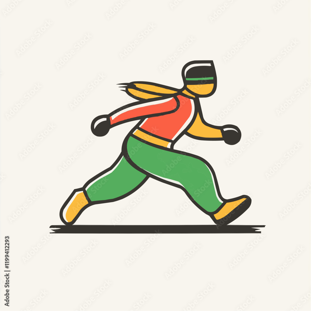 Winter Person Running Active Cold Weather Apparel. Vector Image Winter Person Running Active Cold Weather Apparel. Vector Image