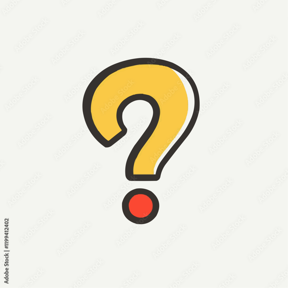 Yellow Question Mark with Red Dot. Vector Image Yellow Question Mark with Red Dot. Vector Image