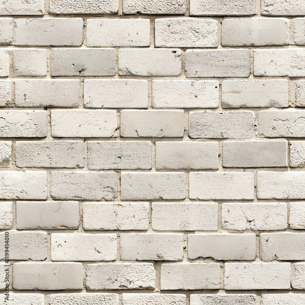 Obraz premium Seamless Weathered White Brick Texture with Grungy, Distressed Details