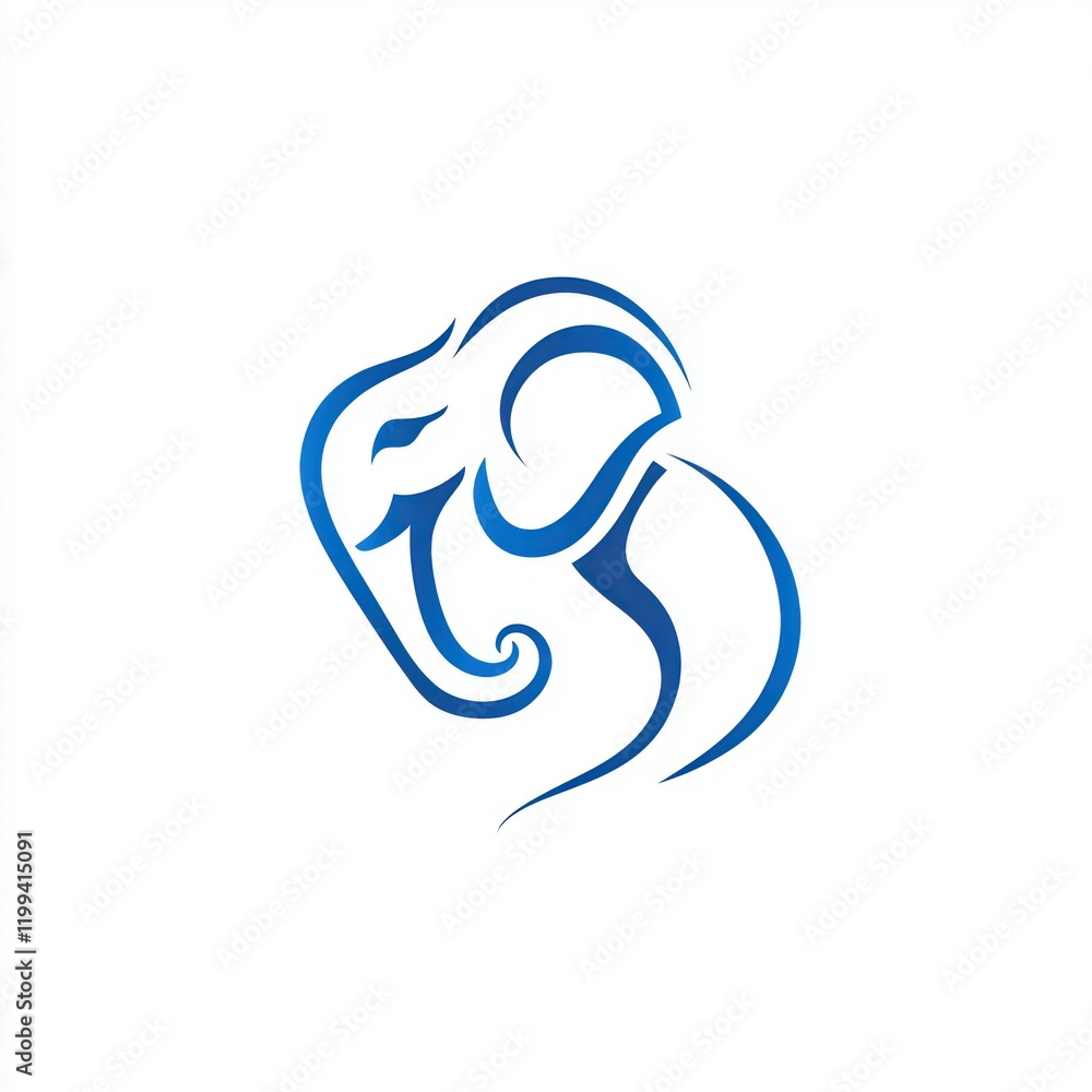 Stylized blue elephant illustration for logo, branding or design Stylized blue elephant illustration for logo, branding or design