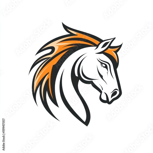 Wallpaper Mural Horse head illustration, orange mane, white background. Use mascot, logo, or sports Torontodigital.ca