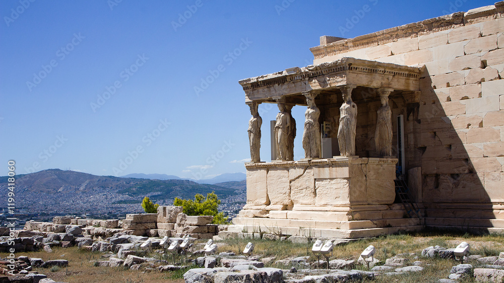 Fototapeta premium ruins of amazing ancient acropolis at Athens in Greece at sunny day