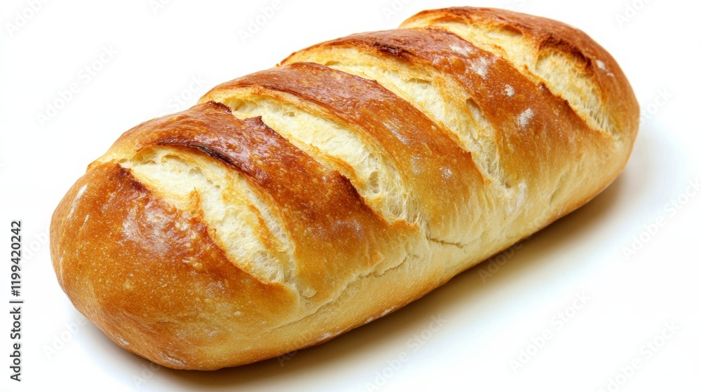 A rustic loaf of freshly baked bread, golden crusted and isolated on a bright white background, A rustic loaf of freshly baked bread, golden crusted and isolated on a bright white background,