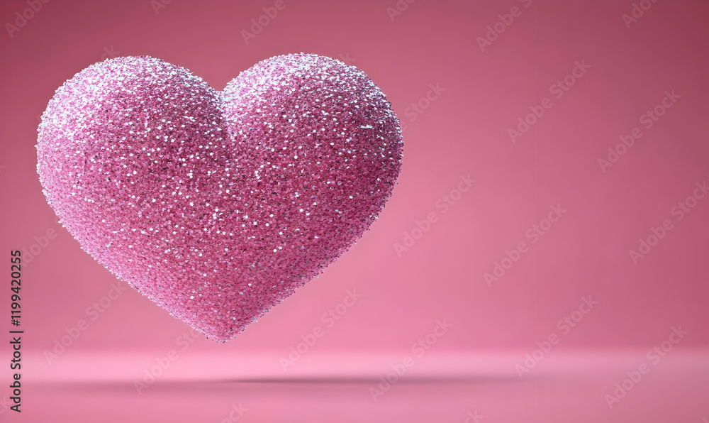 Obraz premium Pink Glittery Heart, Studio, Valentine's Day, Love
